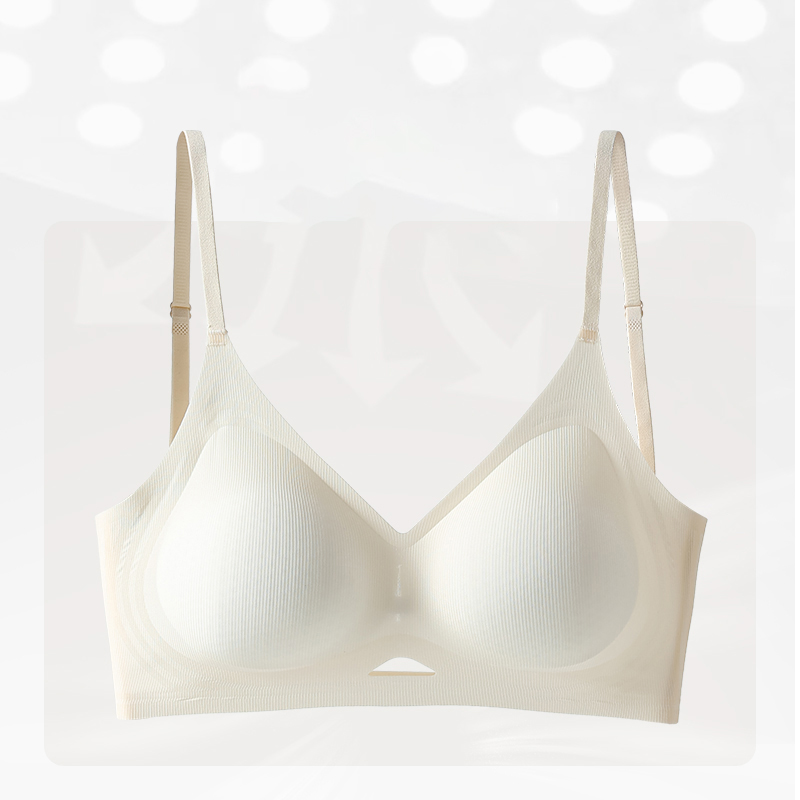 Nudefarbener nahtloser bügelloser U-förmiger BH mit schöner Rückseite