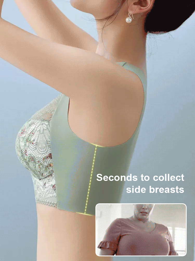 -Small floral ice silk seamless back bra