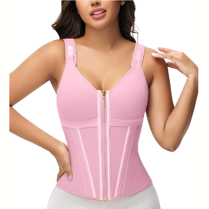 Double-layer zipper tummy control body shaper