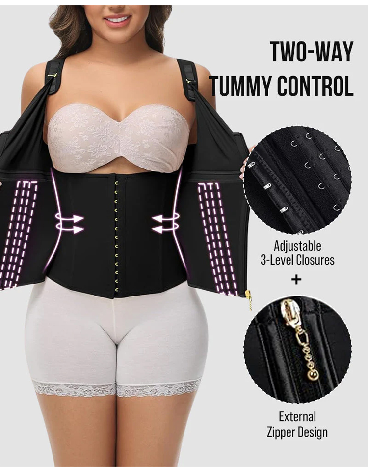 Adjustable straps on double-layer body shaper