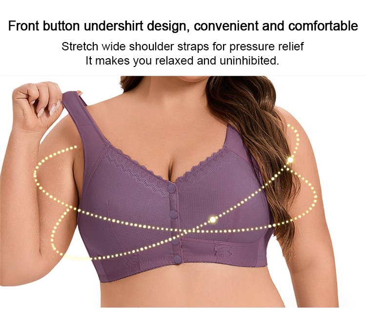 Front Button Closure Detail of Weightless Bra
