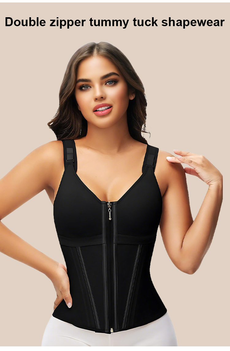 Close-up of zipper closure on tummy control shaper