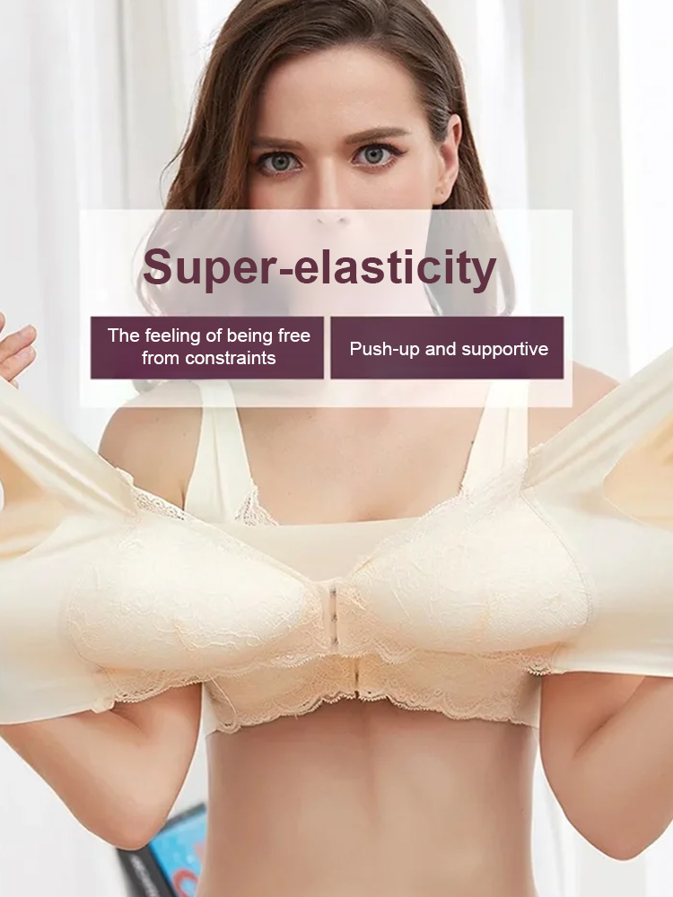 Front-clasp seamless ice silk bra