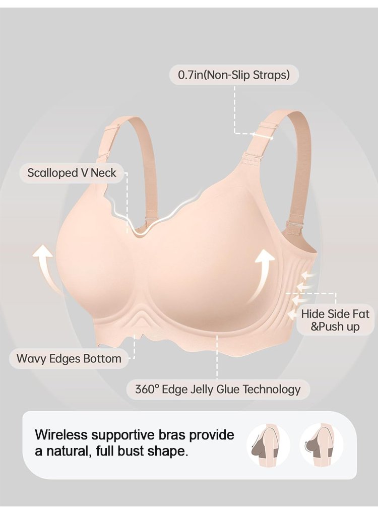 Back view of wireless seamless bra with smooth straps