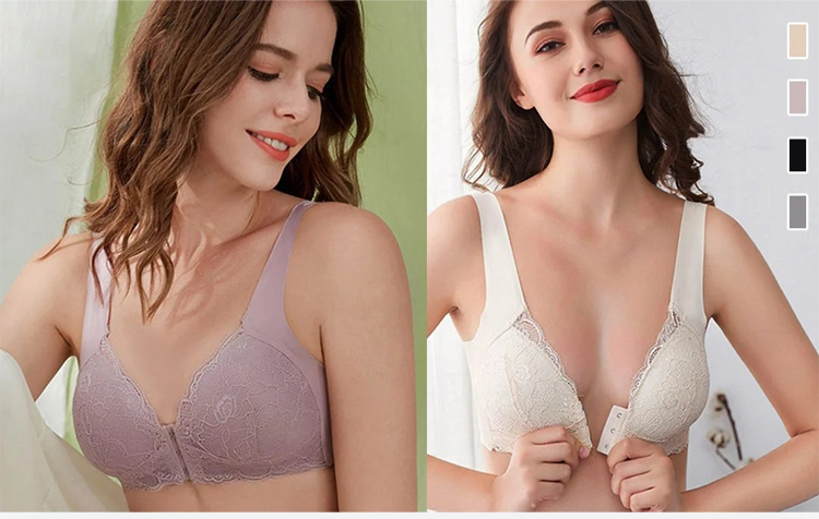 Front-clasp seamless ice silk bra front view