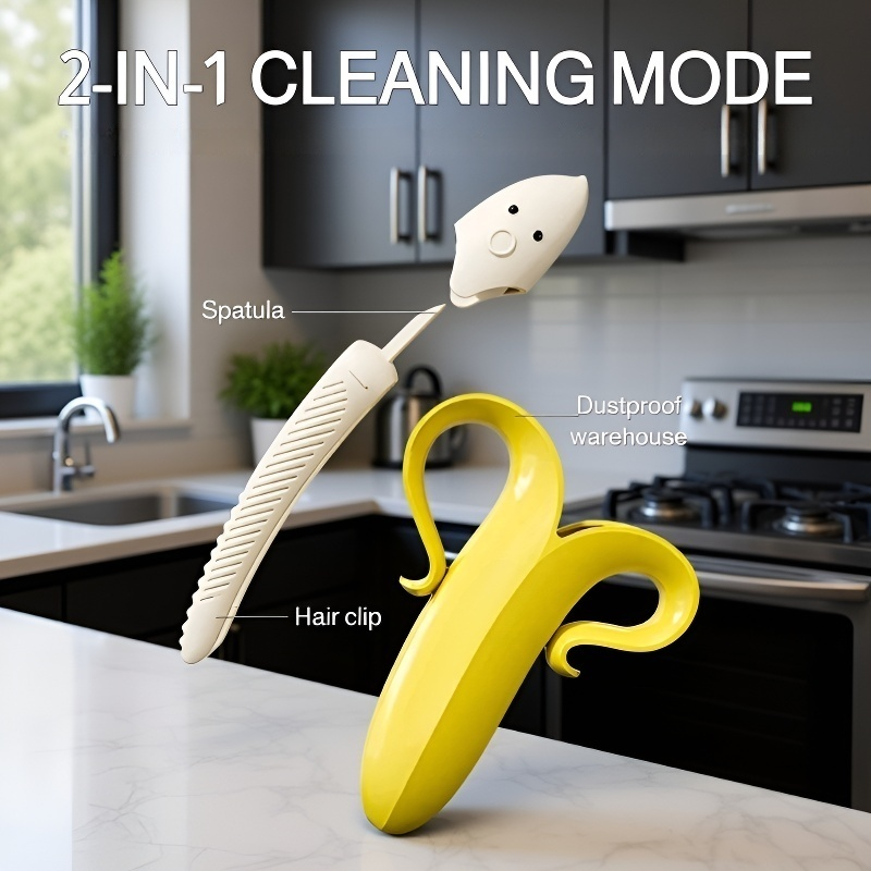 Magnetically Attached Banana-Shaped Hair Cleaning Clip for Bathroom