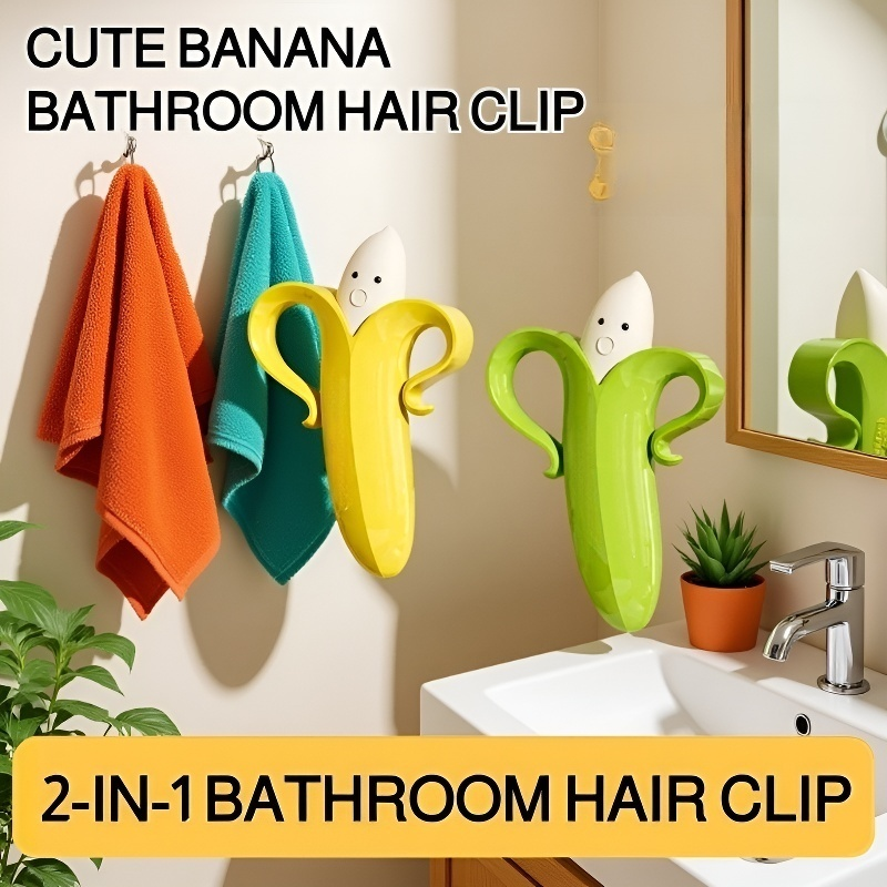 Magnetically Attached Banana-Shaped Hair Cleaning Clip for Bathroom
