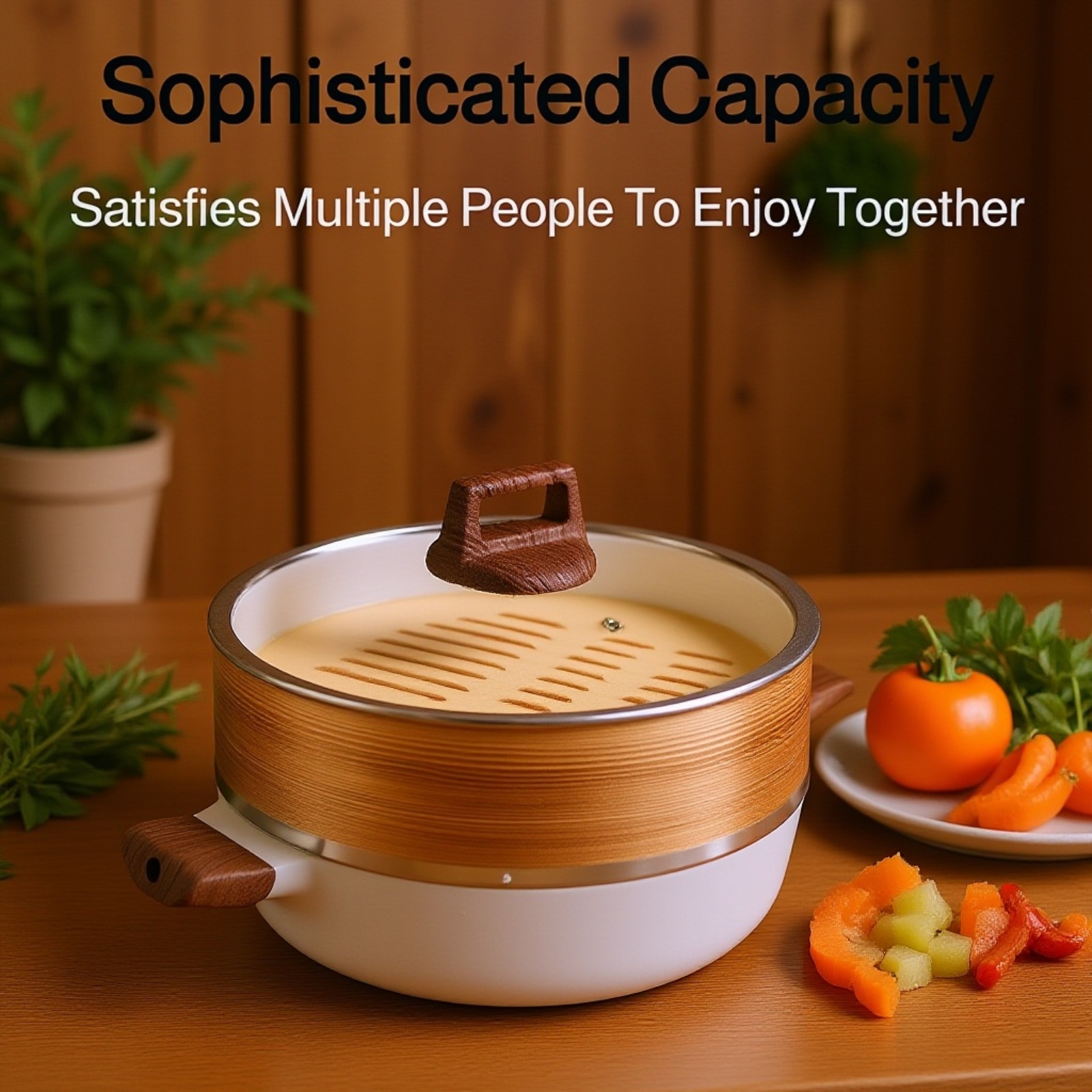 Steamer basket folded for compact storage