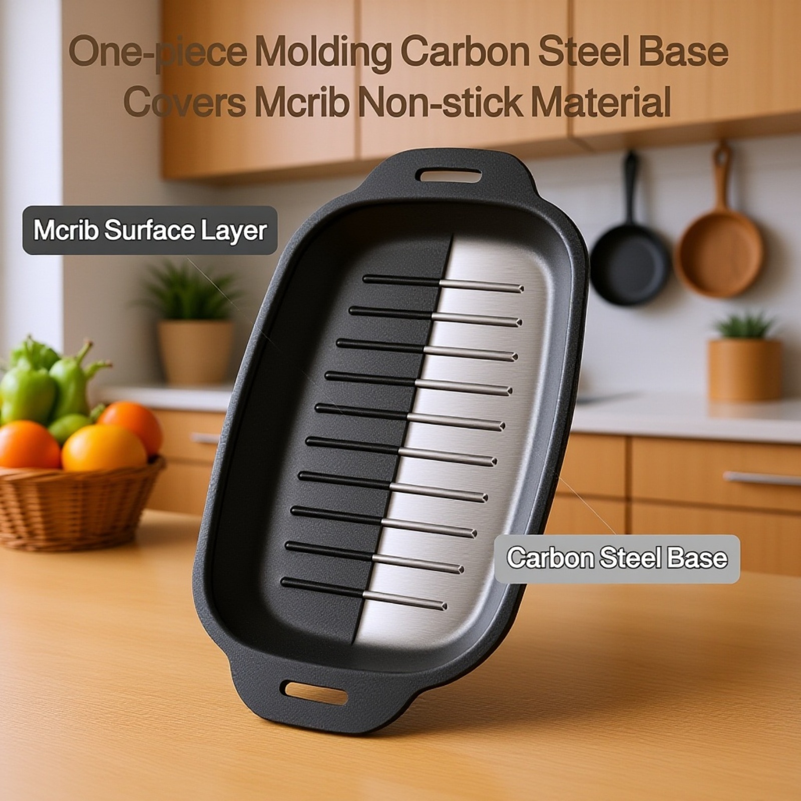 Easy-to-clean non-stick surface of grill pan