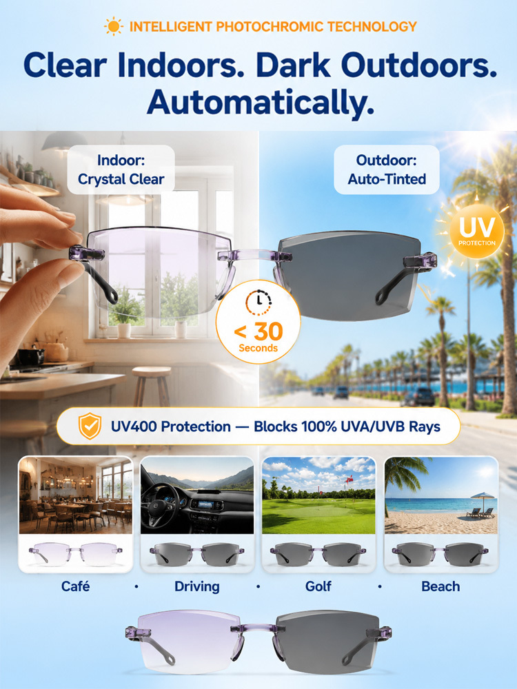 【German Lab AI Masterpiece】Auto-Focus Smart Glasses | Fits Presbyopia, Nearsightedness & Astigmatism | Blue Light & UV Photochromic • 20-Yr Durability✨