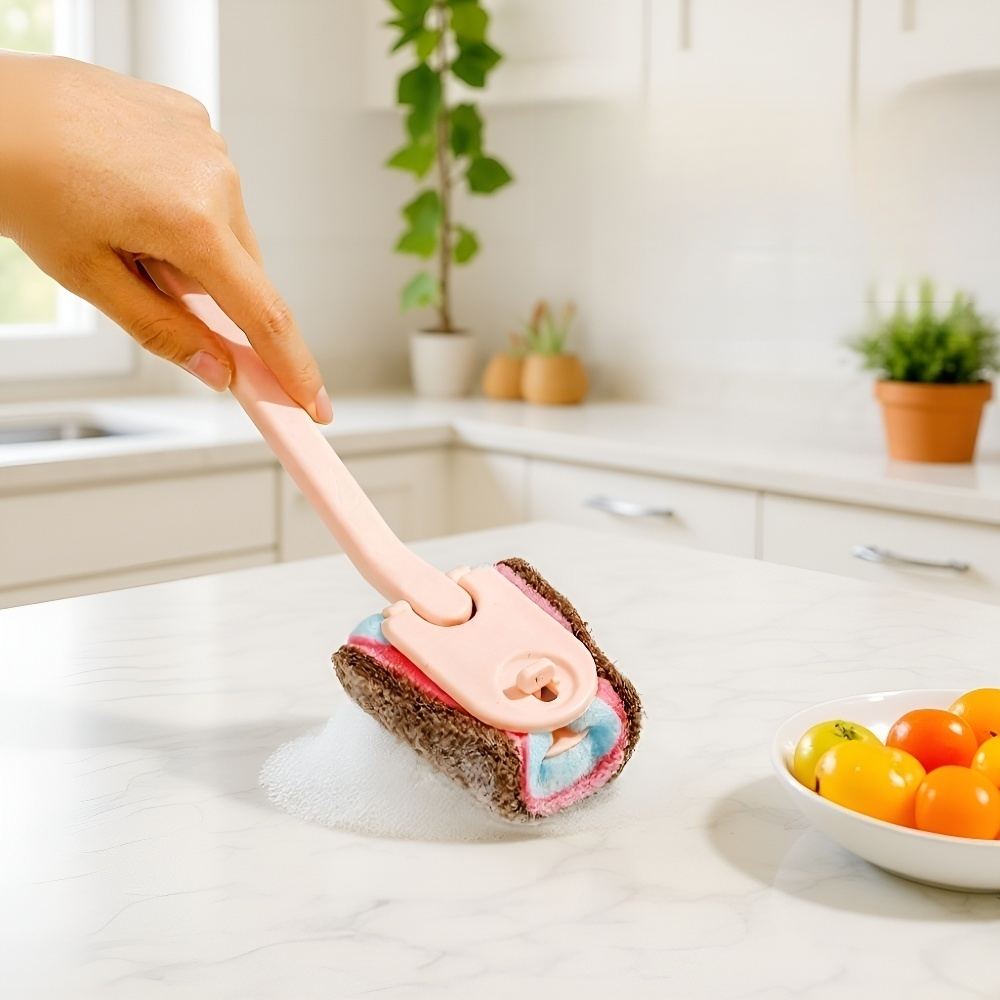 Long Handle Cleaning Brush with Scrubbing Sponge