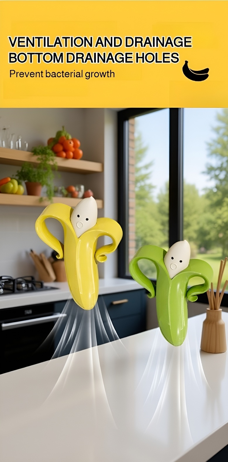 Innovative banana-shaped hair catcher tool in modern bathroom