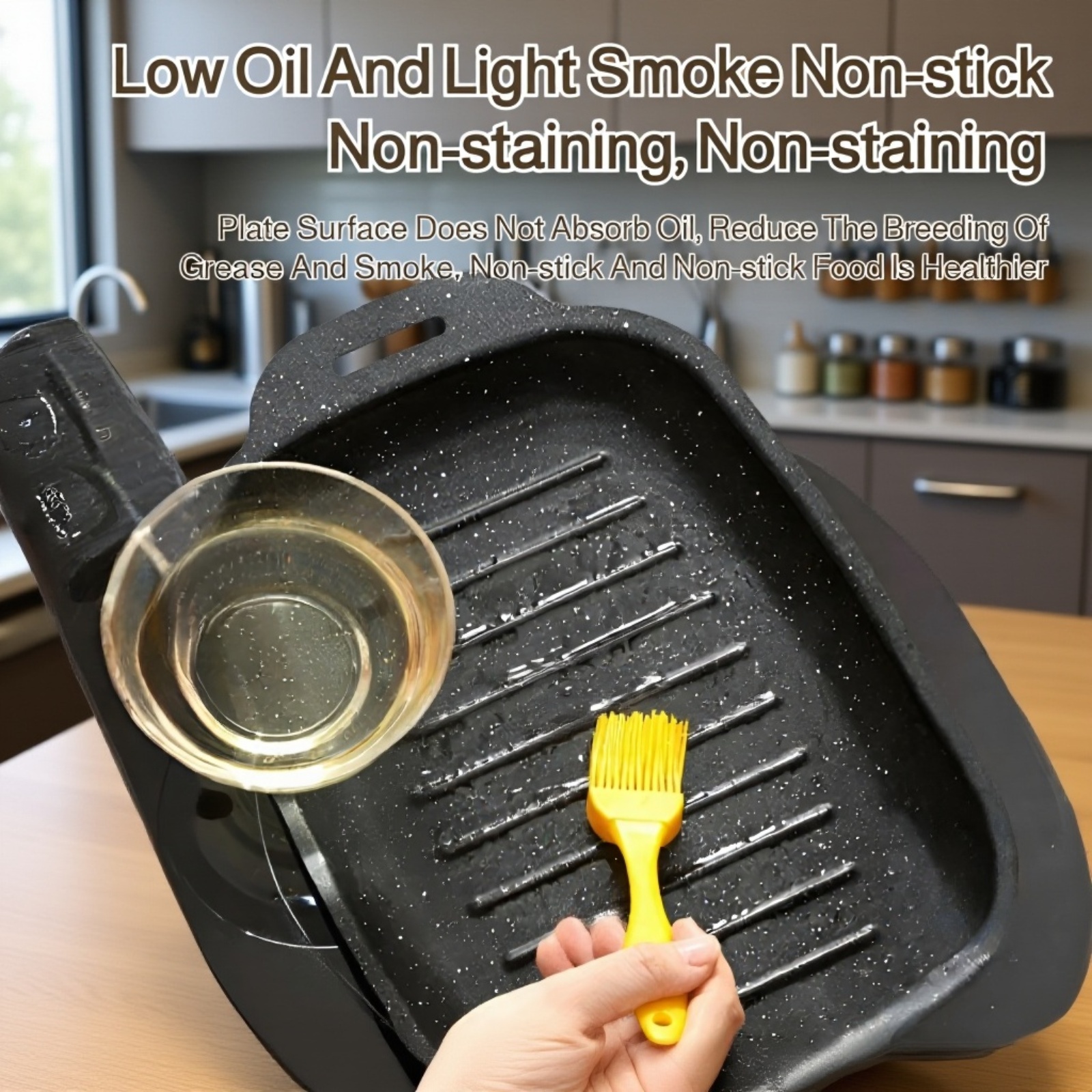 Durable barbecue grill pan with heat-resistant handle