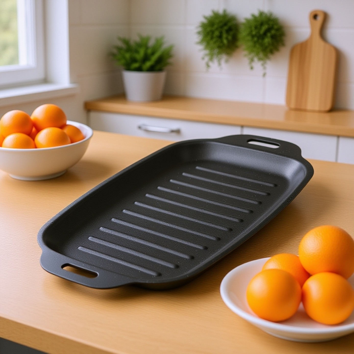 Non-stick Rectangular Grill Pan for Outdoor Barbecue