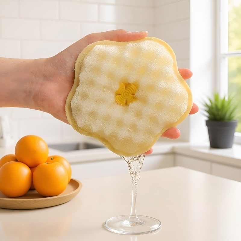 Double-Sided Suction Cup Non-Greasy Dish Sponge