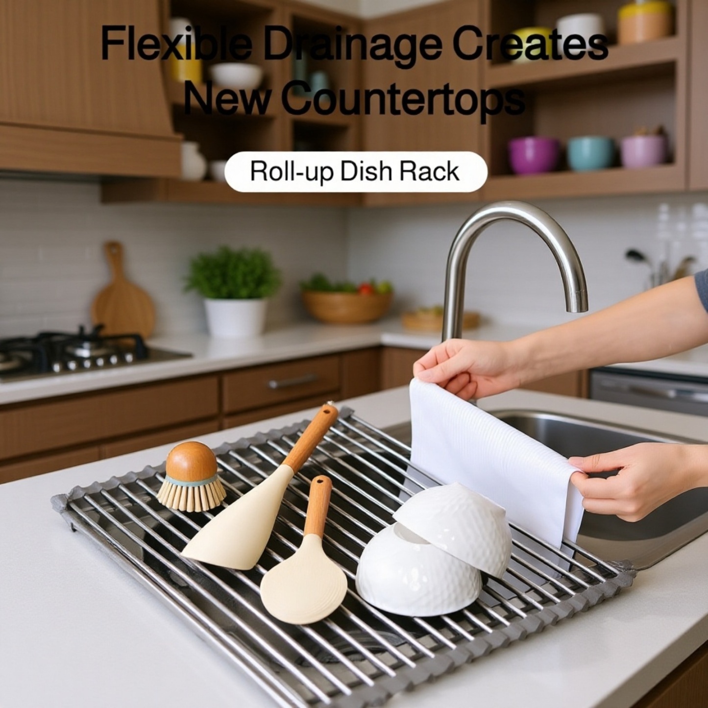 Foldable Silicone Kitchen Sink Drain Rack 