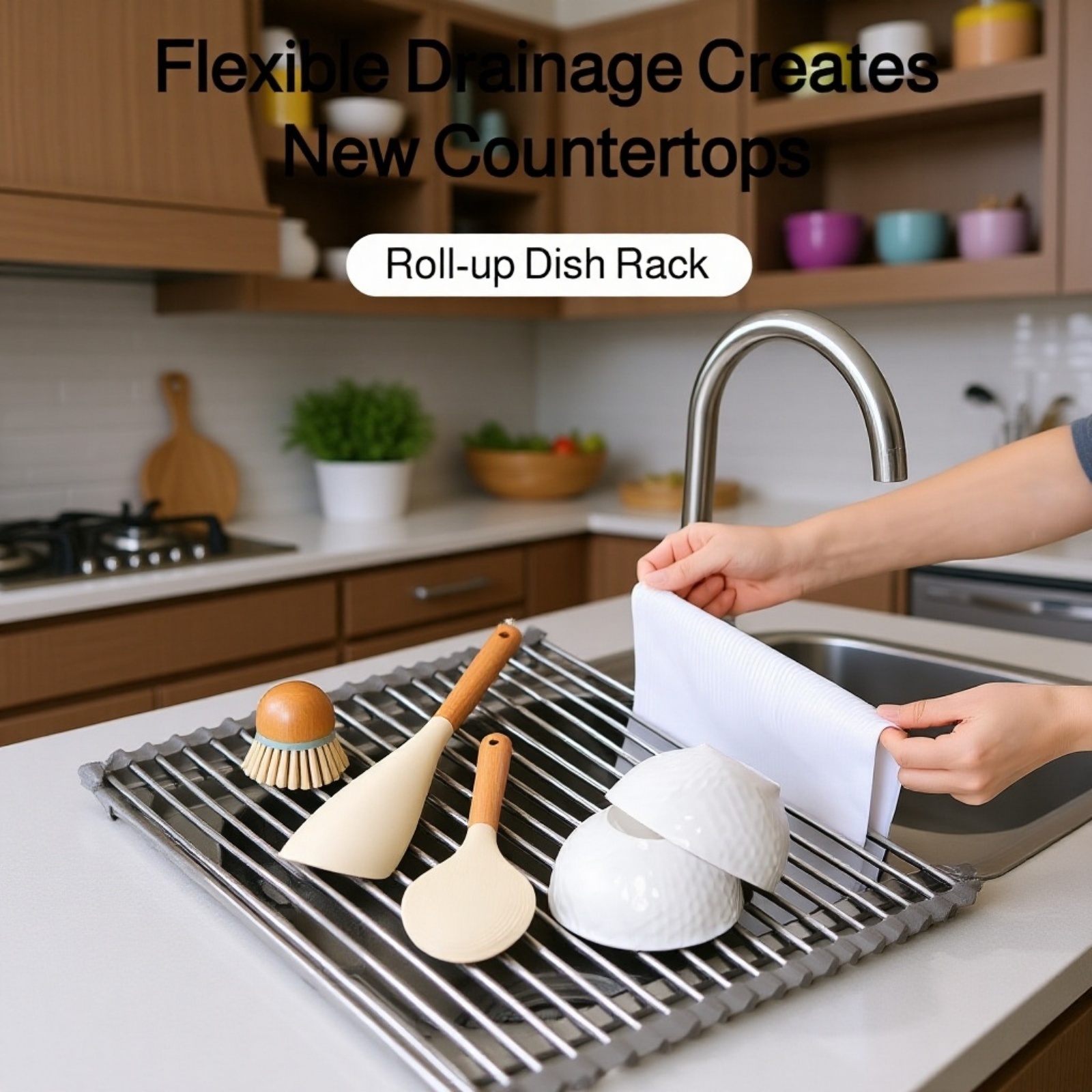 Foldable Silicone Kitchen Sink Drain Rack 