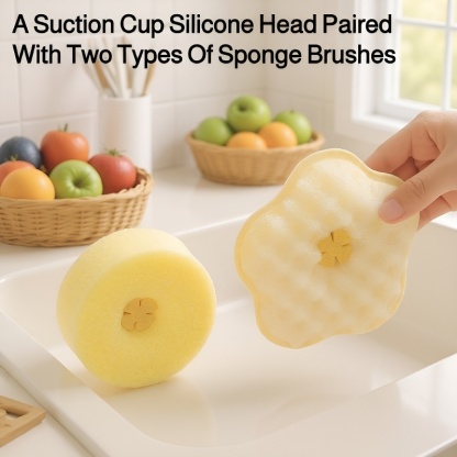 Double-Sided Suction Cup Non-Greasy Dish Sponge