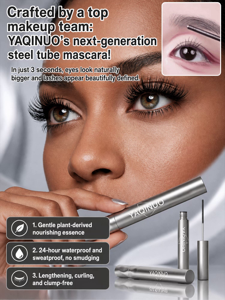 Buy 1 Get 1 Free【Hollywood A-Listers' Secret】YAQINUO Surgical Steel Mascara | 0.33mm Metal Wand • Zero Clumps • 24H Waterproof ✨