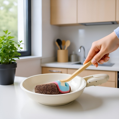 Long Handle Cleaning Brush with Scrubbing Sponge