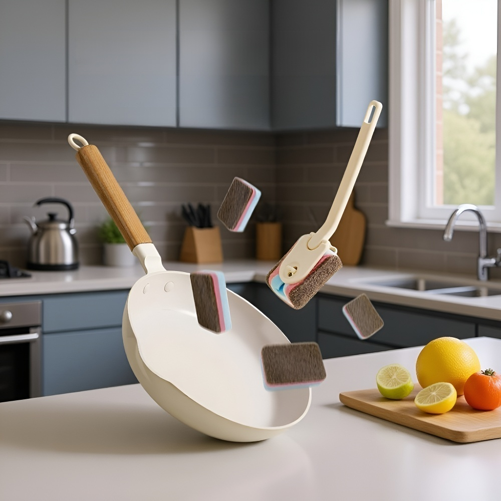 Long Handle Cleaning Brush with Scrubbing Sponge