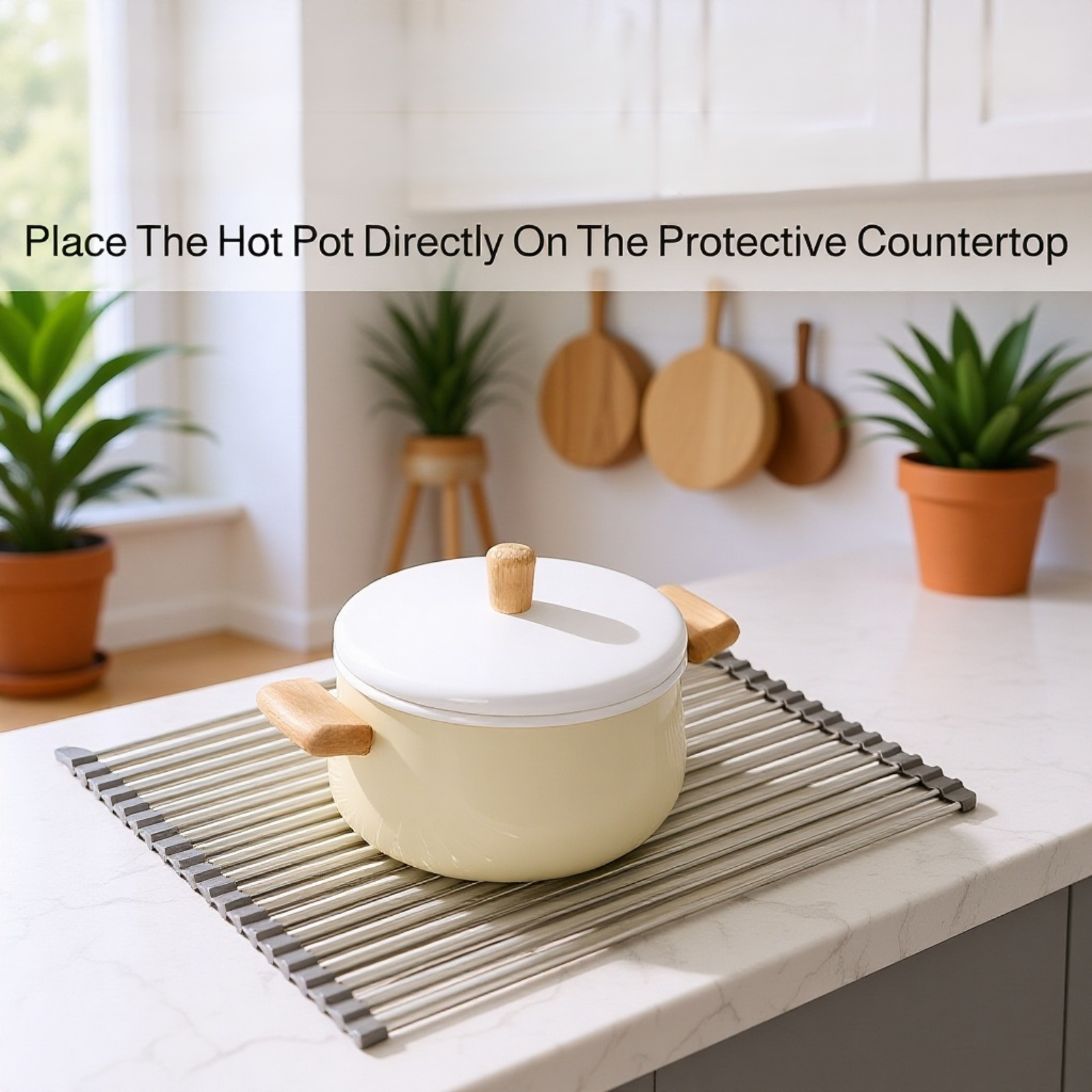 Kitchen sink drain rack holding washed plates