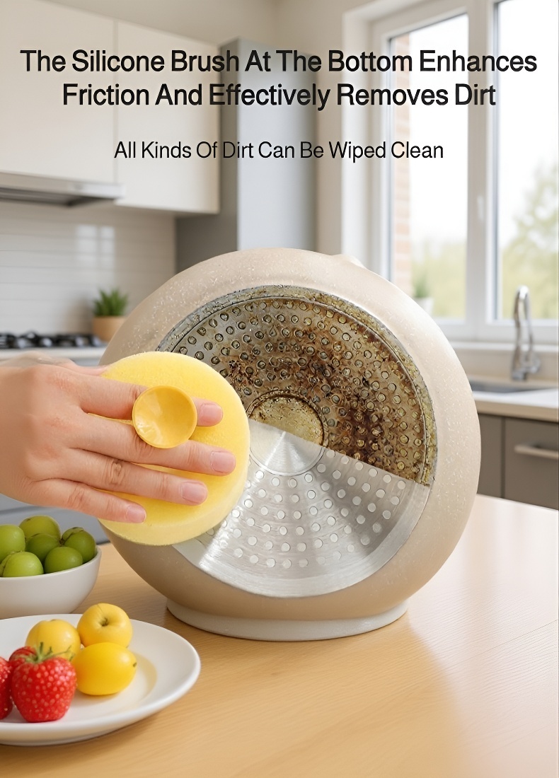 Fast cleaning suction cup sponge for cookware