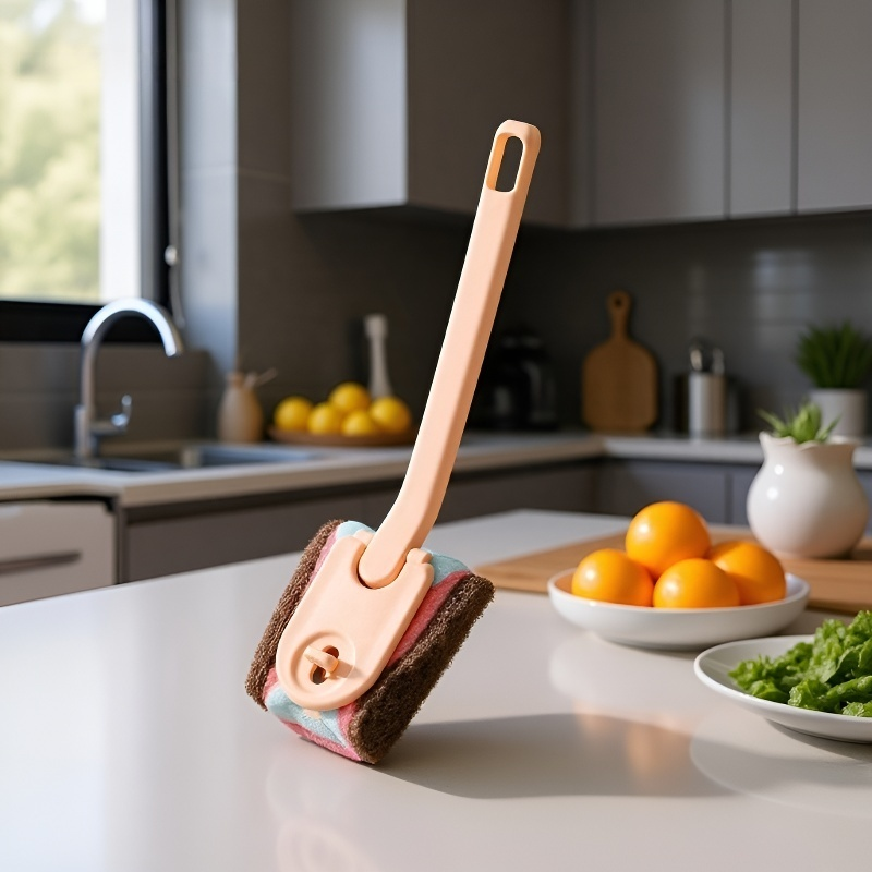 Long Handle Cleaning Brush with Scrubbing Sponge