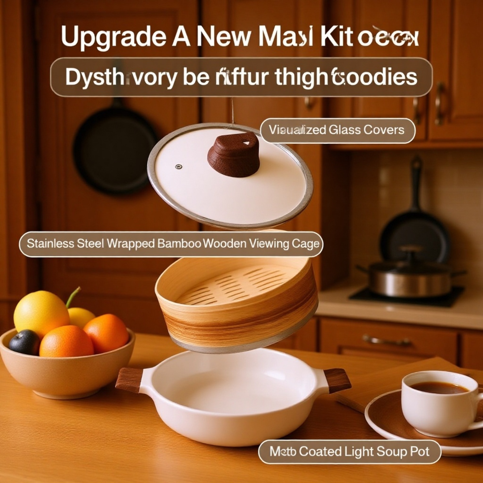 Steamer basket with silicone handle for easy lifting