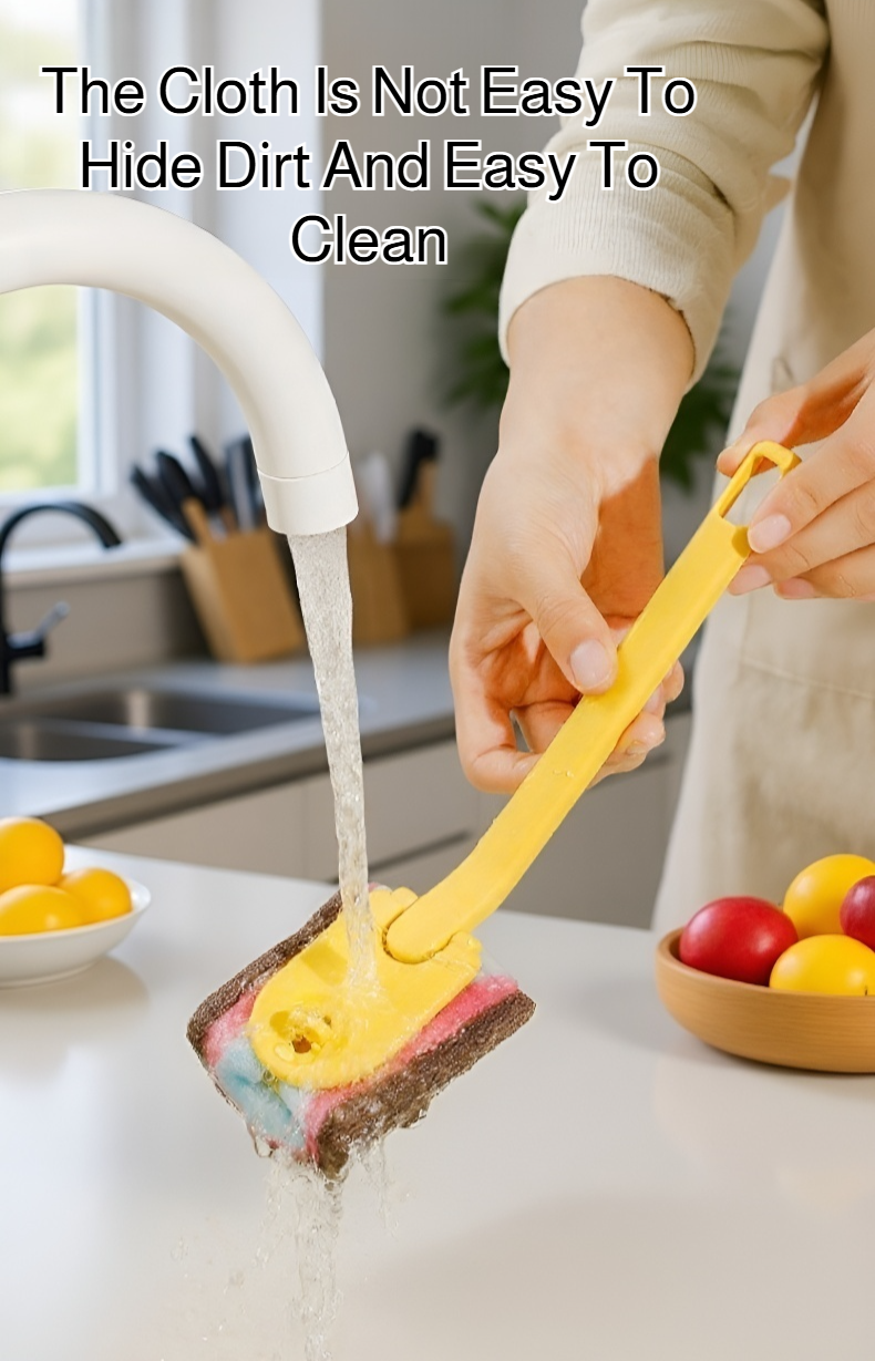 Easy-grip cleaning brush with replaceable scrubbing sponge
