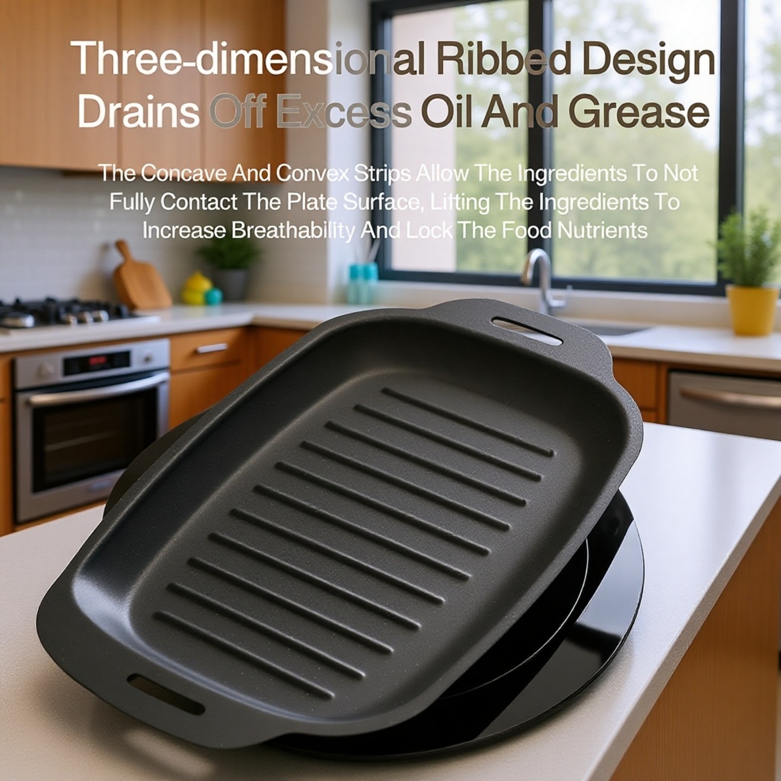 Non-stick Rectangular Grill Pan for Outdoor Barbecue