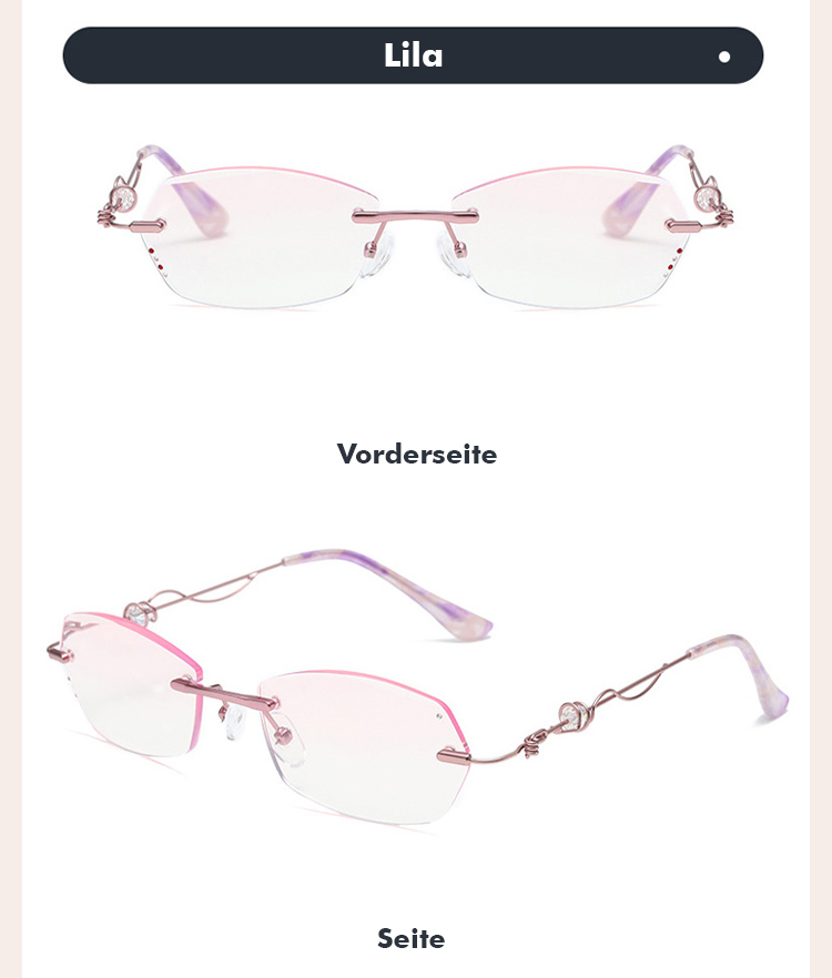 Edle, randlose Damenbrille mit Blaulichtfilter