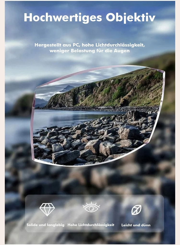 Leichte, elegante Brille mit diamantförmigem Design