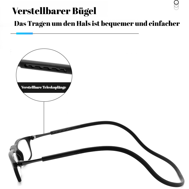 Magnetische, verstellbare Hänge-Lesebrille für Beine und Nacken