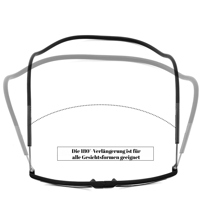 Lesebrille flexibel um die Beine gelegt