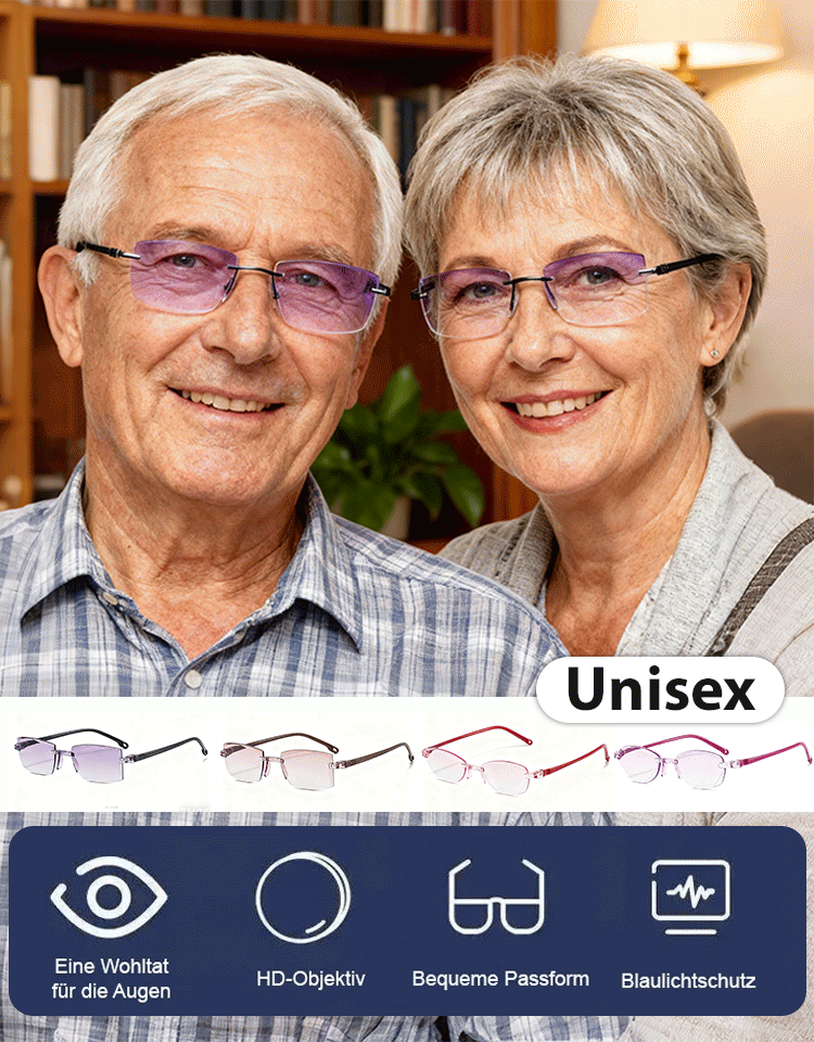 Unisex randlose Lesebrille mit Blaulichtfilter