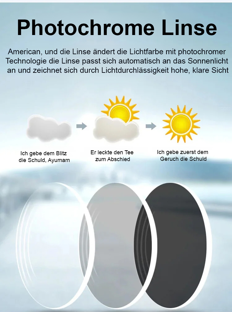 Diamantschliff Brille mit automatischer Tönung bei Sonnenlicht