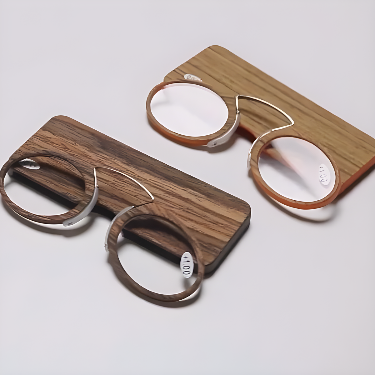 Kompakte Lesebrille ohne Beine mit Bambus-Holzrahmen