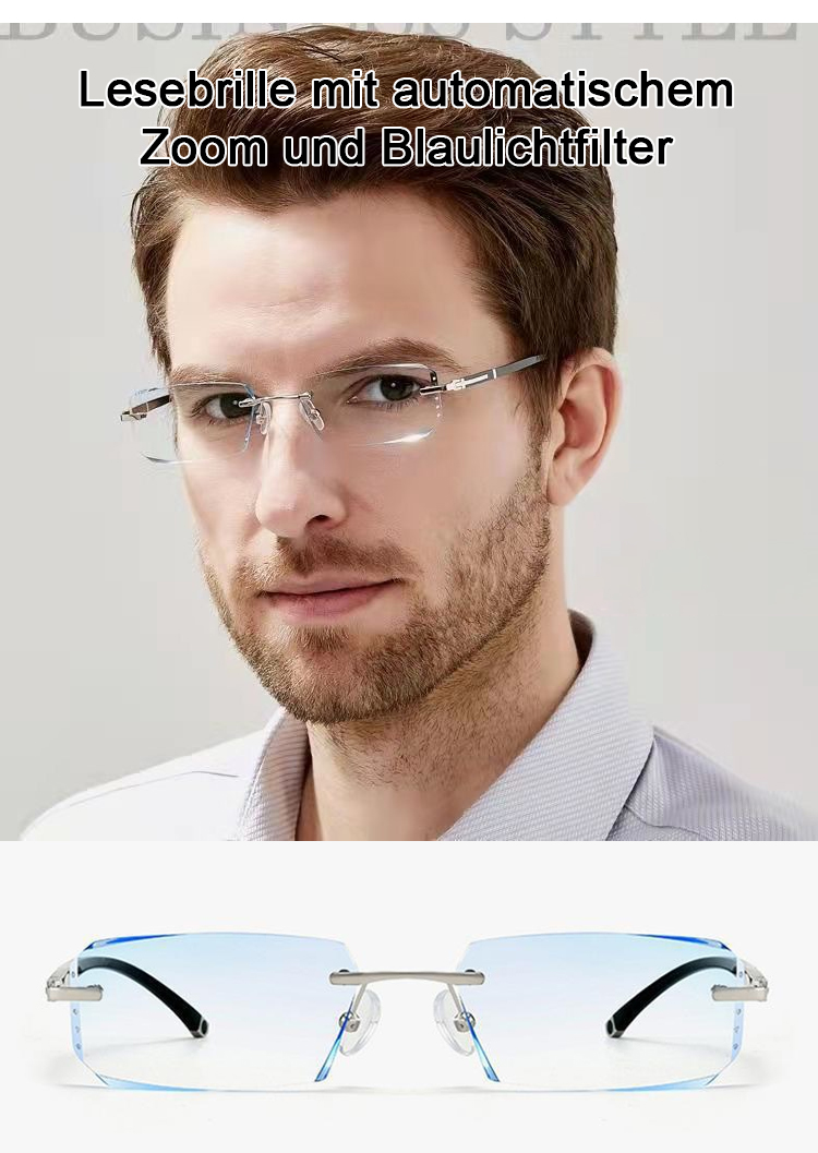 Randlose Lesebrille mit diamantgeschliffenen Kanten