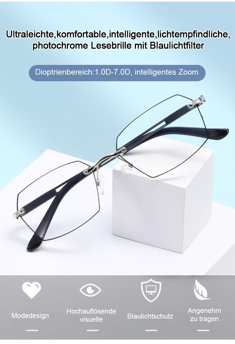 Lichtempfindliche Lesebrille für Bildschirmarbeit