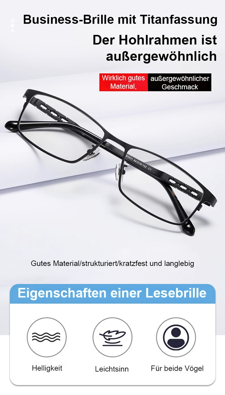 Kristall-Autofokus-Anti-Blaulicht-Photochromatische Lesebrille Frontansicht