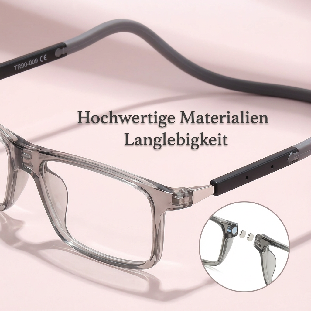 Nahaufnahme des Magnetmechanismus der Lesebrille