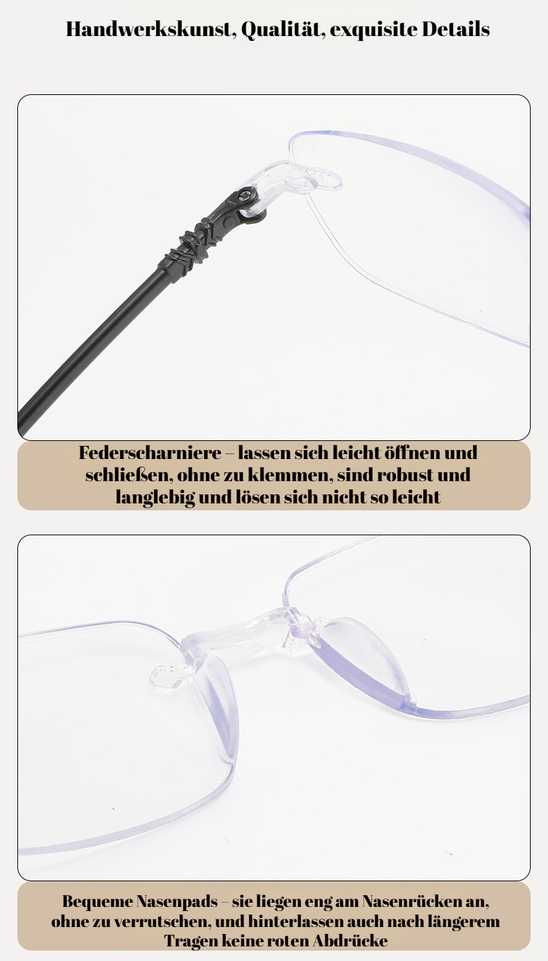 Komfortable Lesebrille ohne Rahmen für ältere Menschen