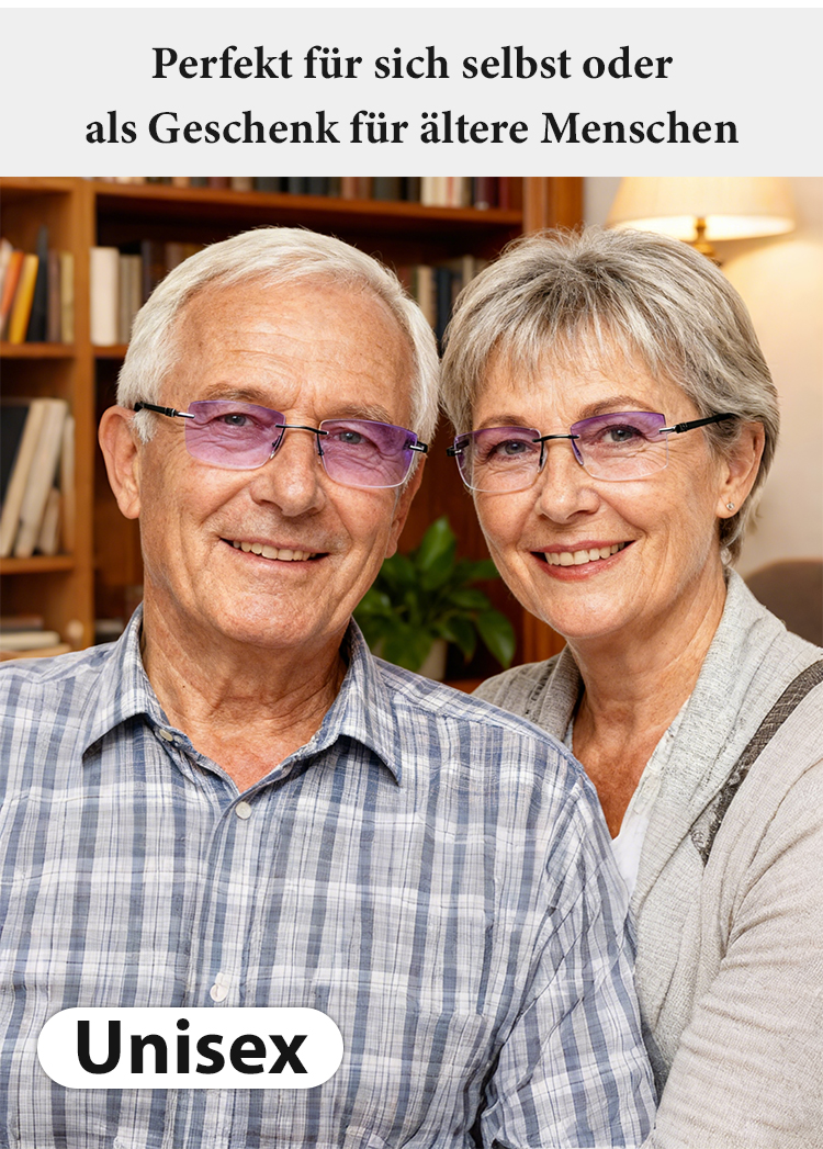 Detailaufnahme der randlosen Fassung der Lesebrille
