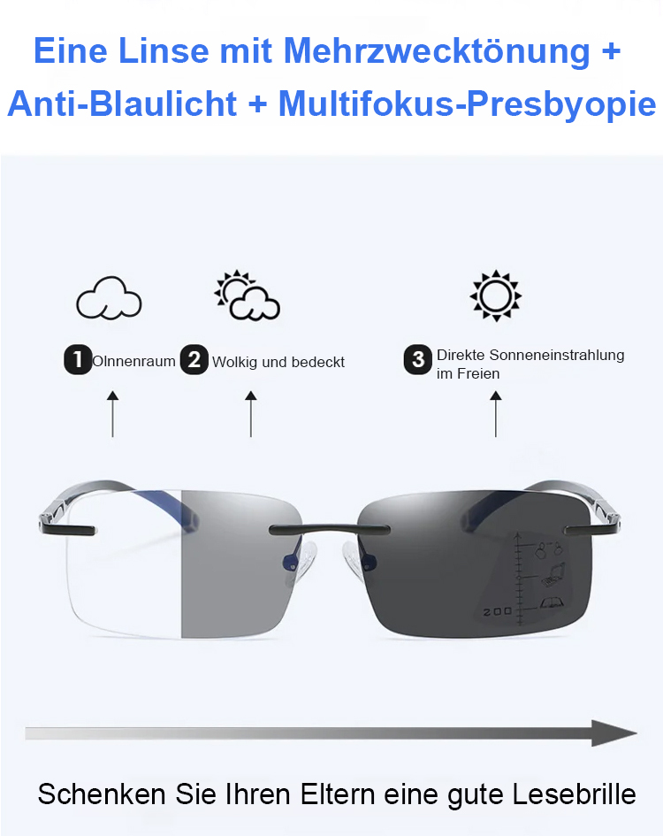 Randlose Brille mit Blaulichtfilter für Bildschirmarbeit
