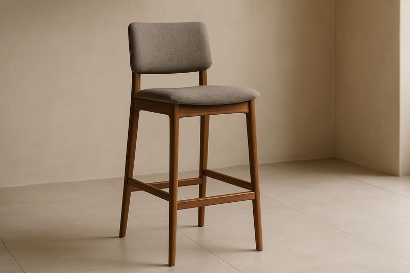 Chaise haute en bois tissu polyester Gris 110×45×50cm