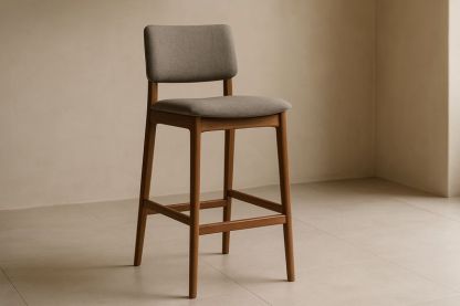 Chaise haute en bois tissu polyester Gris 110×45×50cm