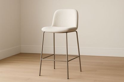 Chaise de Bar en Tissu et Métal Beige