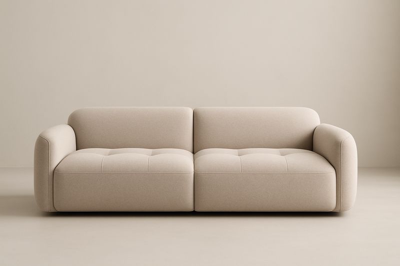 Canapé 2 places tissu beige 220cm x 90cm x 75cm