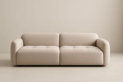 Canapé 2 places tissu beige 220cm x 90cm x 75cm